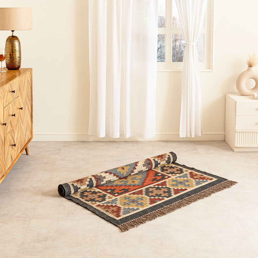 Chitra Jute Kilim Rug - Rolled