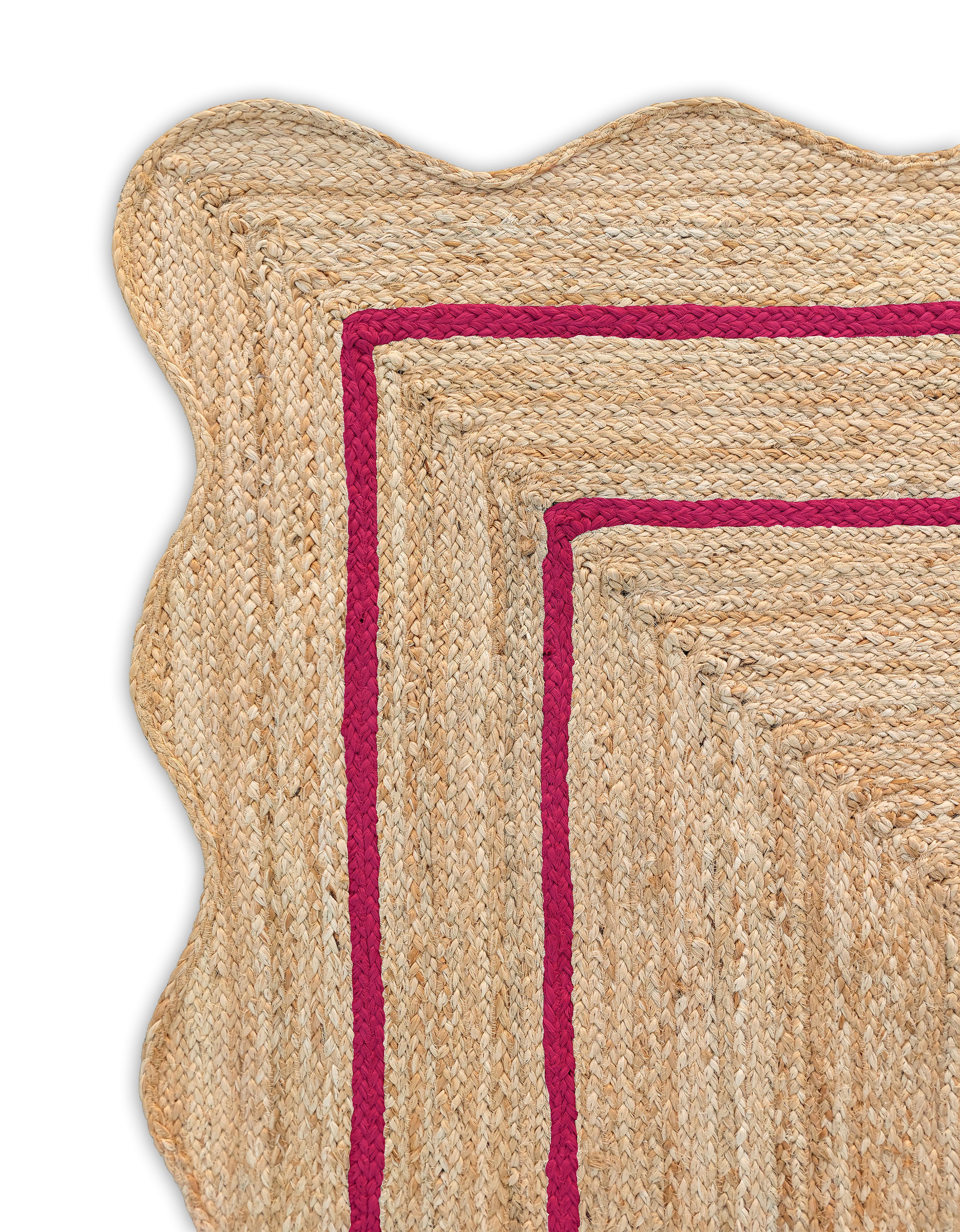 Border Area Rug Pink Wave Scallop Natural Jute Area Rug Hot Pink Border – Dhurrie World