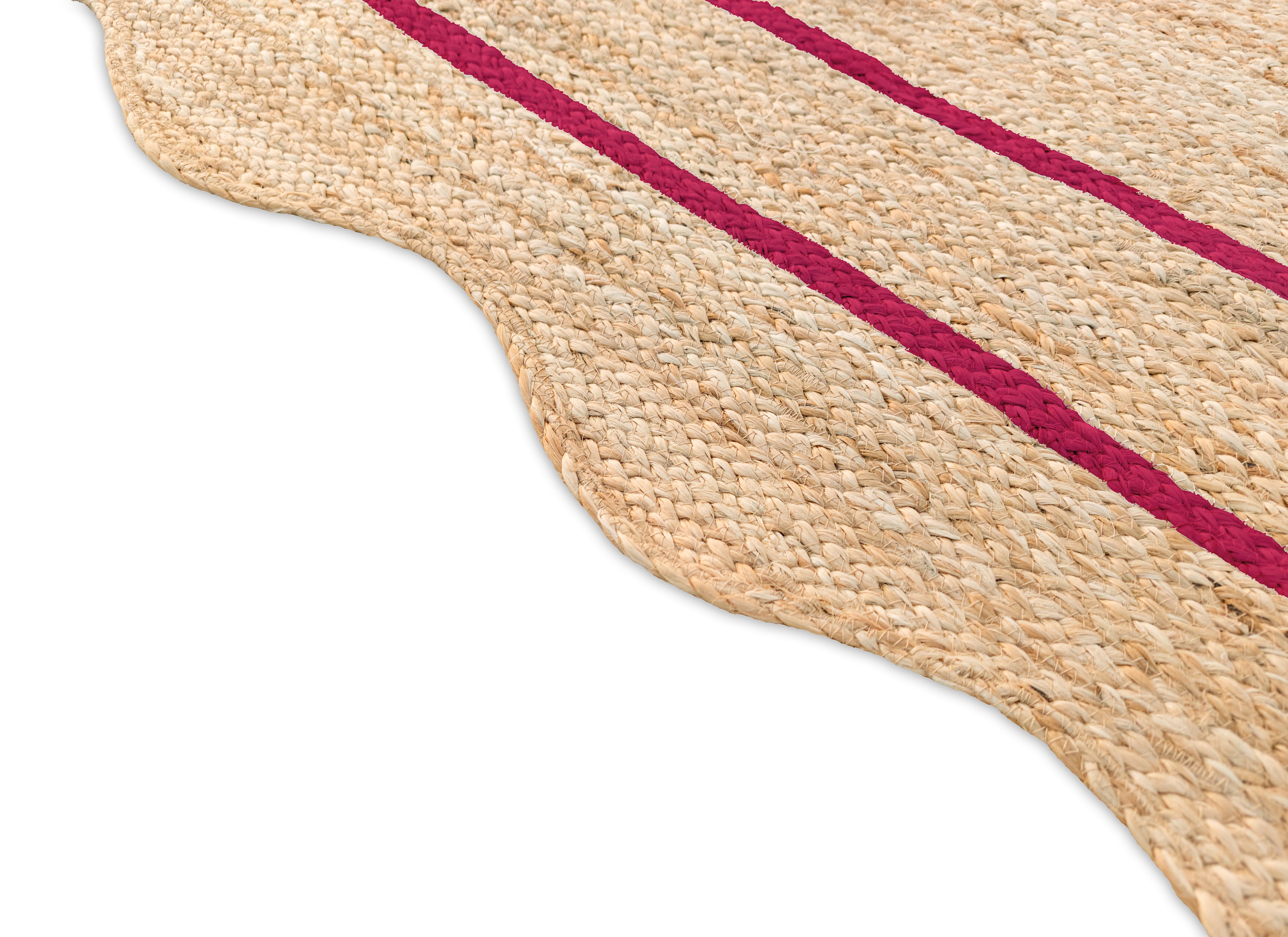 Border Area Rug Pink Wave Scallop Natural Jute Area Rug Hot Pink Border – Dhurrie World
